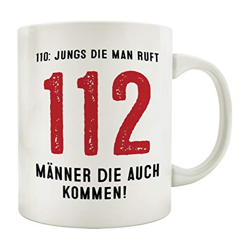 TASSE Kaffeebecher 112 JUNGS DIE MAN RUFT FEUERWEHR Kaffeetasse mit Spruch Mann von Interluxe