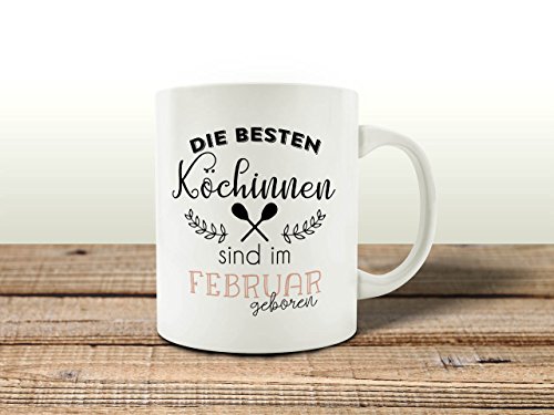 Interluxe Tasse Kaffeebecher DIE BESTEN KÖCHINNEN Februar Köchin Koch Geburtstagsgeschenk Geschenkidee von Interluxe