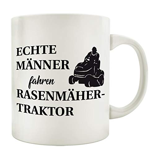 Interluxe Tasse Kaffeebecher ECHTE MÄNNER Fahren RASENMÄHERTRAKTOR Lustig Geschenk Mann von Interluxe