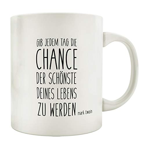 Interluxe Tasse Kaffeebecher GIB JEDEM Tag DIE Chance Geschenk Spruch Motiv Shabby von Interluxe