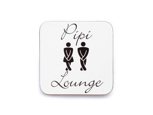 Interluxe Türschild 9x9 cm - PIPI Lounge - weiß Hochglanz Türschild WC Toilette Lounge Bad von Interluxe