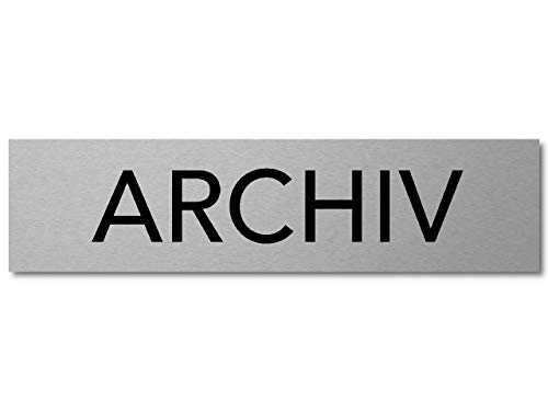 Interluxe Türschild Archiv Schild aus Aluminium, 200x50x3mm, selbstklebend und wiederablösbar, modernes Design von Interluxe