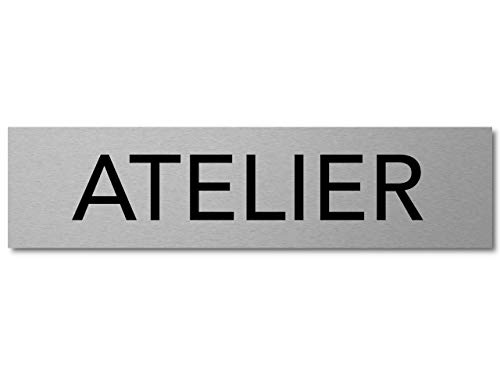 Interluxe Türschild Atelier 200x50x3mm, Schild aus Aluminium, selbstklebend und wiederablösbar, modernes Design von Interluxe