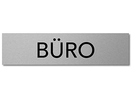 Interluxe Türschild BÜRO 200x50mm Schild aus Aluminium modern, für Unternehmen, Firmen, Haus und Wohnung Hinweisschild für Gäste und Besucher von Interluxe