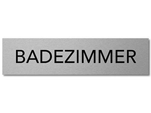 Interluxe Türschild Badezimmer 200x50x3mm, Schild aus Aluminium, selbstklebend und rückstandsfrei wiederablösbar für Wohnung und Haus von Interluxe