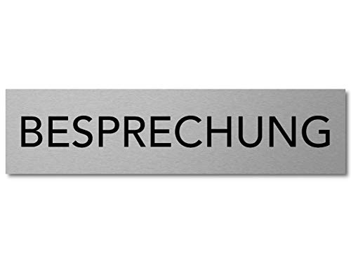 Interluxe Türschild Besprechung 200x50x3mm, selbstklebend, Schild aus Aluminium für Firma, Büro, Meeting, ideal für Mitarbeiter, Besucher und Gäste von Interluxe