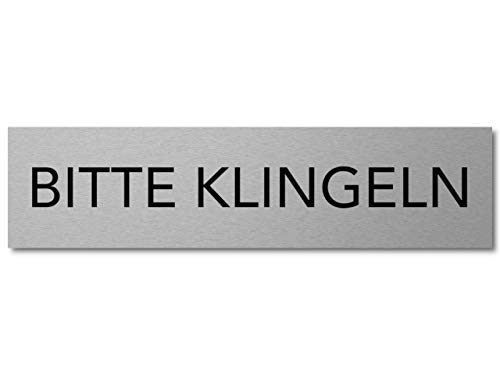 Interluxe Türschild Bitte klingeln 200x50x3mm, Schild selbstklebend und robust aus Aluminium für Haustür, Bürotür, Wohnungstür, Firmentür, Warenannahme, Lager von Interluxe