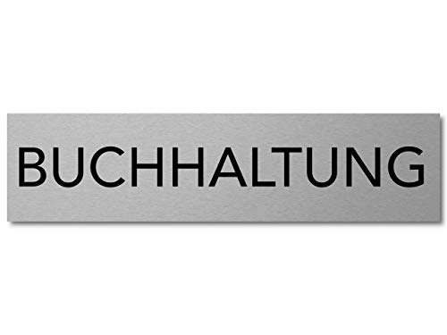 Interluxe Türschild Buchhaltung 200x50x3mm, Schild aus Aluminium, selbstklebend und wiederablösbar, modernes Design für Steuerberater, Verwaltung, Büro von Interluxe