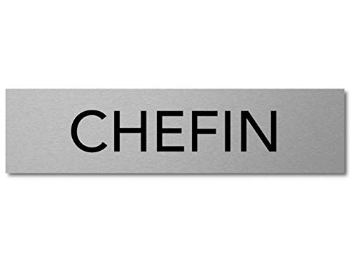 Interluxe Türschild Chefin 200x50mm aus Aluminium, modernes Schild für Chefzimmer im Unternehmen, Firma, Praxis und Werkstatt von Interluxe