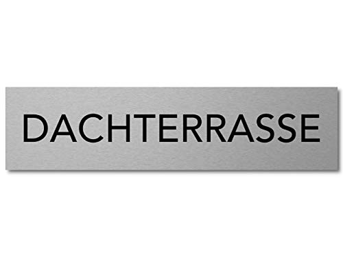 Interluxe Türschild Dachterrasse 200x50x3mm, Schild aus Aluminium, selbstklebend und modern für Ferienwohnung, Ferienhaus, Hotel, Restaurant von Interluxe