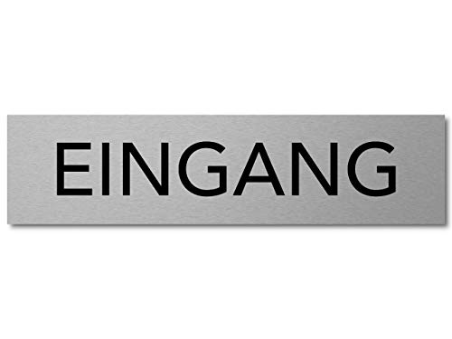 Interluxe Türschild Eingang 200x50mm Aluminium, selbstklebend und wiederablösbar, modern für Eingänge in der Firma, Praxis, Geschäft oder in Haus und Wohnung von Interluxe