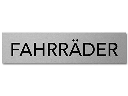 Interluxe Türschild Fahrräder 200x50mm stabiles Aluminiumschild, selbstklebend für Fahrradkeller, Abstellplatz in der Firma, Schule, Uni oder Hausflur von Interluxe