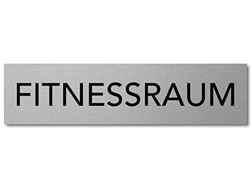 Interluxe Türschild Fitnessraum Schild, 200x50x3mm, selbstklebend im modernen Aluminium-Look für den Sportraum im Hotel, Ferienhaus, Wohnhaus von Interluxe