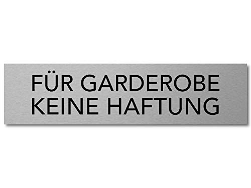 Interluxe Türschild Für Garderobe Keine Haftung Aluminium-Schild, 200x50x3mm, selbstklebend und wiederablösbar im modernen Design von Interluxe