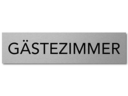 Interluxe Türschild Gästezimmer 200x50x3mm, Schild aus Aluminium, selbstklebend und wiederablösbar, modernes Design für Haus, Wohnung, Ferienwohnung von Interluxe