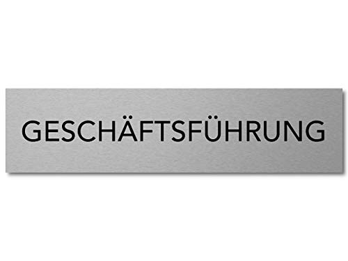 Interluxe Türschild Geschäftsführung 200x50mm, Schild aus Aluminium, selbstklebend für Büro, Firma, Werkstatt, Unternehmen als Leitsystem für Mitarbeiter, Kunden und Gäste von Interluxe