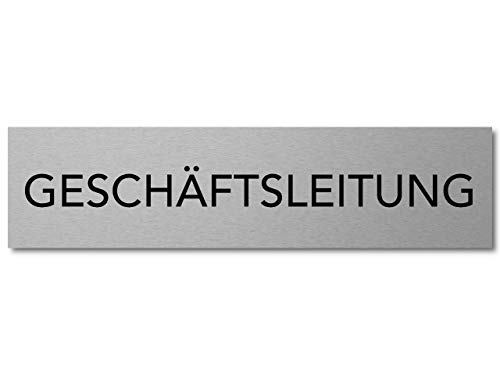 Interluxe Türschild Geschäftsleitung 200x50mm, Schild aus Aluminium, selbstklebend für Büro, Firma, Werkstatt, Unternehmen als Leitsystem für Mitarbeiter, Kunden und Gäste von Interluxe