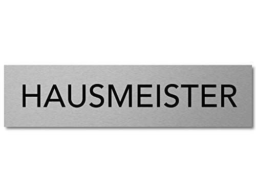 Interluxe Türschild Hausmeister 200x50x3mm, modernes Schild aus Alu, selbstklebend und wiederablösbar, robuste Kennzeichnung von Interluxe