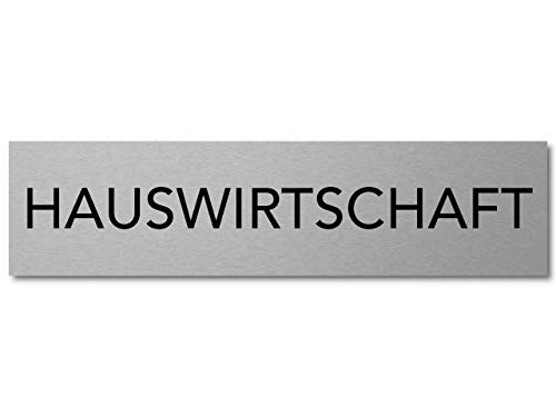 Interluxe Türschild Hauswirtschaft 200x50x3mm, Schild aus Aluminium, selbstklebend und modern für Haus, Wohnung, Ferienwohnung, Hotel von Interluxe