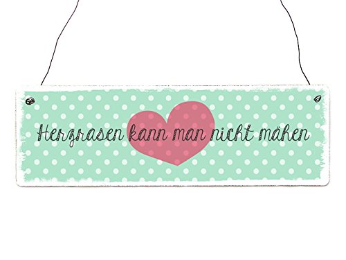 Interluxe Türschild Holzschild Herzrasen KANN Man Nicht MÄHEN Lustig Frühling Geschenk Shabby von Interluxe