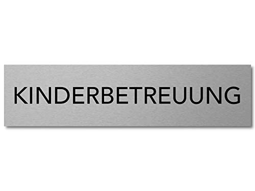Interluxe Türschild Kinderbetreuung 200x50x3mm, Schild aus Aluminium, selbstklebend und wiederablösbar von Interluxe