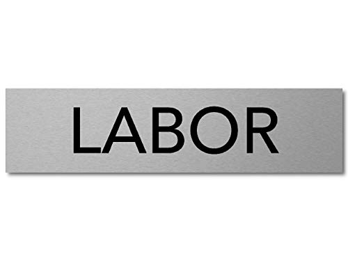 Interluxe Türschild Labor 200x50x3mm, Schild aus Aluminium für Labore, selbstklebend und wiederablösbar für die dauerhafte oder temporäre Kennzeichnung von Interluxe