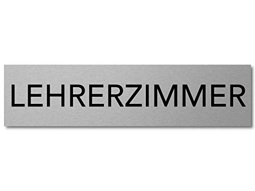 Interluxe Türschild Lehrerzimmer 200x50x3mm, modernes Schild aus Alu, selbstklebend und wiederablösbar für Schule, Home-Office, Büro von Interluxe