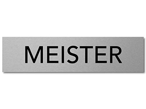 Interluxe Türschild Meister 200x50x3mm Schild aus Aluminium, modernes Schild für Werkstatt, Produktion, Büro oder Verwaltung von Interluxe
