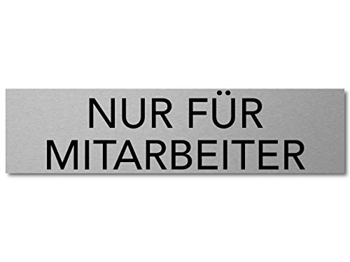 Interluxe Türschild Nur für Mitarbeiter Schild aus Aluminium, selbstklebend, 200x50x3mm modernes Schild als Hinweisschild für Besucher, Mitarbeiter, Gäste, Kunden von Interluxe