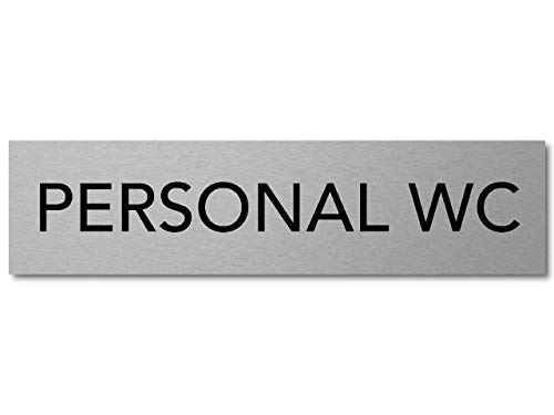 Interluxe Türschild Personal WC 200x50x3mm, Schild aus Aluminium für die Toilette, selbstklebend und wiederablösbar im modernen Design von Interluxe