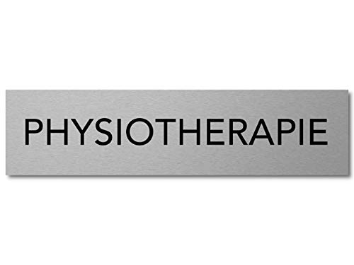 Interluxe Türschild Physiotherapie 200x50x3mm, modernes Schild aus Aluminium, selbstklebend und robust als Leitsystem für Patienten von Interluxe
