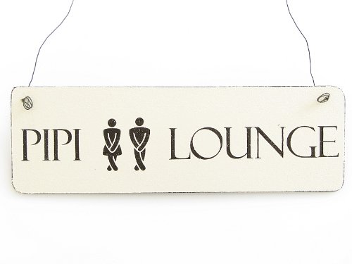 Interluxe Türschild Pipi Lounge weiß Schild für Toilette oder Gäste WC von Interluxe