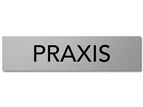 Interluxe Türschild Praxis 200x50x3mm, Schild aus Aluminium, selbstklebend und wiederablösbar für Arzt, Heilpraktiker, Psychiater, Masseur, Anwalt von Interluxe