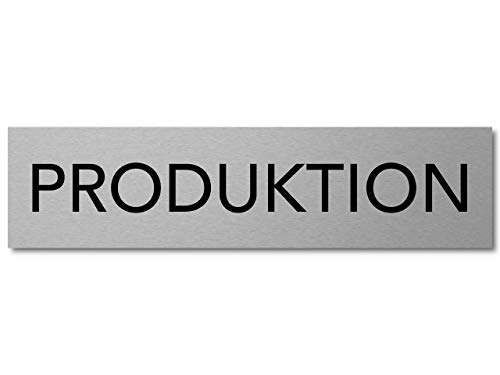 Interluxe Türschild Produktion Schild 200x50x3mm, selbstklebend aus Alu, wetterfest und robust für Werkstatt, Firma, Unternehmen von Interluxe