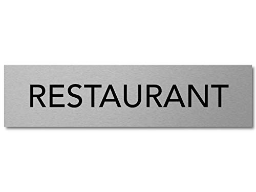 Interluxe Türschild Restaurant 200x50x3mm, Schild aus Aluminium, selbstklebend und wiederablösbar für Pension, Hotel, Gaststätte von Interluxe