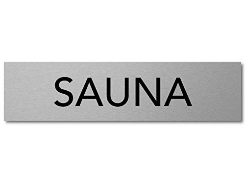 Interluxe Türschild Sauna 200x50x3mm, Schild aus Aluminium, selbstklebend, für Saunabereich, Wellness und Spa im Hotel, Pension, Ferienhaus von Interluxe