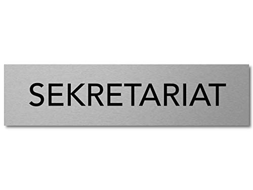 Interluxe Türschild Sekretariat 200x50x3mm, modernes Schild aus Alu, selbstklebend und wiederablösbar für Schule, Home-Office, Büro von Interluxe