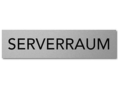 Interluxe Türschild Serverraum Schild aus Alu, 200x50x3mm, selbstklebend und wiederablösbar, für den EDV-Raum im Büro, Verwaltung, Betrieb von Interluxe