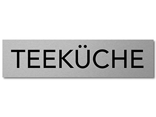 Interluxe Türschild Teeküche 200x50x3mm, Schild selbstklebend und wiederablösbar aus Aluminium für Aufenthaltsraum, Pausenraum, Büroküche, Küche von Interluxe