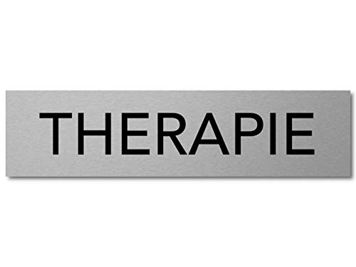 Interluxe Türschild Therapie 200x50x3mm, Schild aus Aluminium, selbstklebend und wiederablösbar für Praxis, Physio, Krankenhaus, von Interluxe