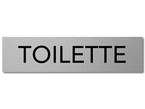 Interluxe Türschild Toilette 200x50x3mm, Schild aus Aluminium, selbstklebend und wiederablösbar, modern und stylish für WC, Badezimmer und Toiletten von Interluxe