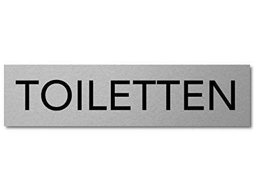 Interluxe Türschild Toiletten Schild aus Aluminium, 200x50x3mm, robust selbstklebend und wiederablösbar, modern für WC, Wegweiser für Firma, Hotel, Restaurant, Gaststätte von Interluxe