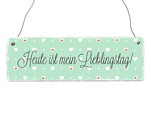 Interluxe Türschild Vintage Holzschild Heute IST Mein LIEBLINGSTAG Shabby Geschenk Dekoration Türschild von Interluxe