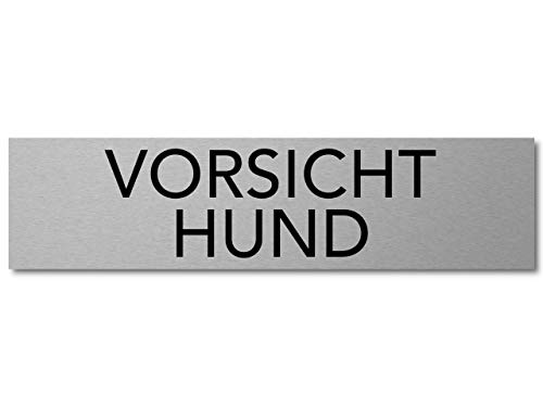 Interluxe Türschild Vorsicht Hund 1 Schild aus Aluminium 200x50x3mm, selbstklebend und wiederablösbar als Warnschild oder Hinweisschild für Besucher, Kunden und Gäste von Interluxe