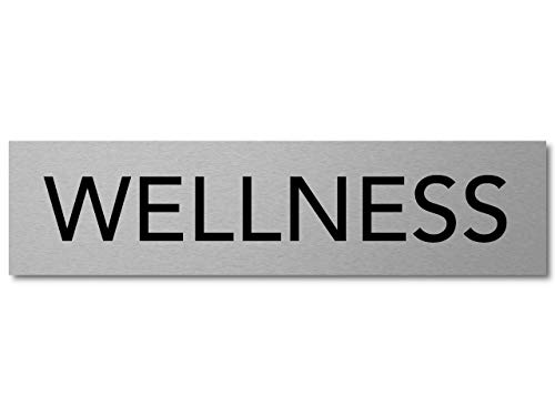 Interluxe Türschild Wellness Schild aus Aluminium, 200x50x3mm, selbstklebend und wiederablösbar, modernes Design für Hotel, Ferienhaus von Interluxe