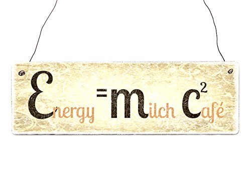 Interluxe Vintage Deko Holz Schild Türschild Energy Kaffee Shabby Landhaus E=mc² Geschenk von Interluxe