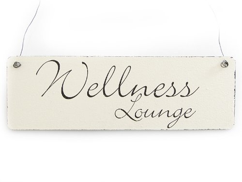 Interluxe Vintage Deko Schild Türschild WELLNESS LOUNGE Shabby Nostalgie Landhaus Holz weiß Interluxe Vintage Deko Schild Türschild WELLNESS LOUNGE Shabby Nostalgie Landhaus Holz weiß von Interluxe