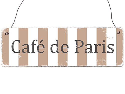 Interluxe Vintage Shabby Dekoschild Türschild Cafe DE Paris Landhaus Küche Bistro Geschenk von Interluxe