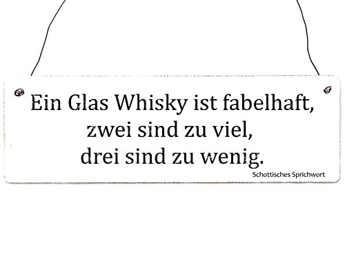Interluxe Vintage Shabby Holzschild Dekoschild EIN Glas Whisky Geschenk Tasting Zitat von Interluxe