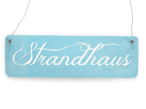 Interluxe Vintage Shabby Schild Dekoschild Türschild STRANDHAUS *[BLAU]* Ferienwohnung Holzschild Strand Meer Urlaub von Interluxe